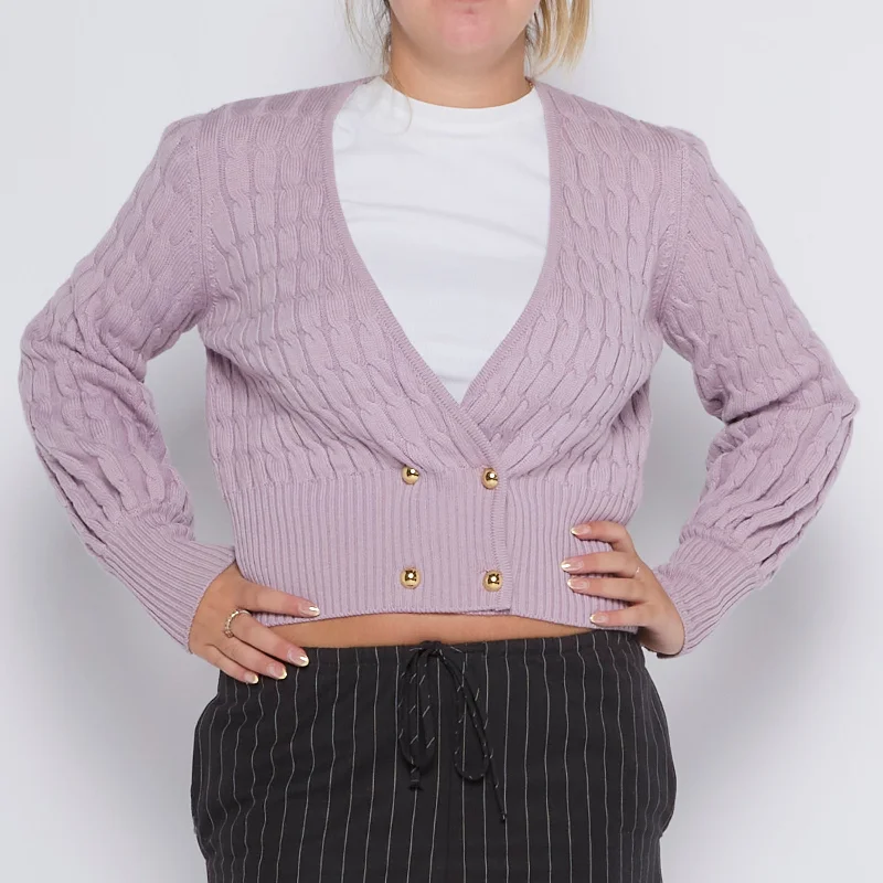 Cable Knit Heavy Knit Cardigan - UK 10 Tailored Straight A-Line