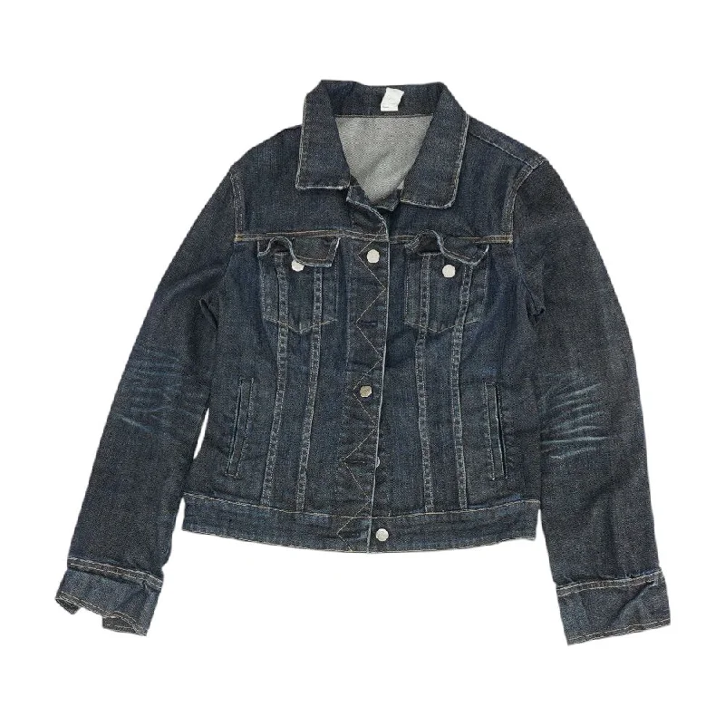 Navy Solid Denim Jacket Wool Jacket Cashmere Jacket Tweed Jacket