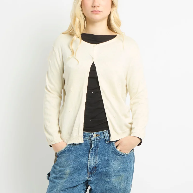 Ralph Lauren Fine Knit Cardigan With Embroidered Floral Print - UK 12 Silk Blend Satin Velvet Ralph Lauren Fine Knit Cardigan With Embroidered Floral Print - UK 12 Silk Blend Satin Velvet