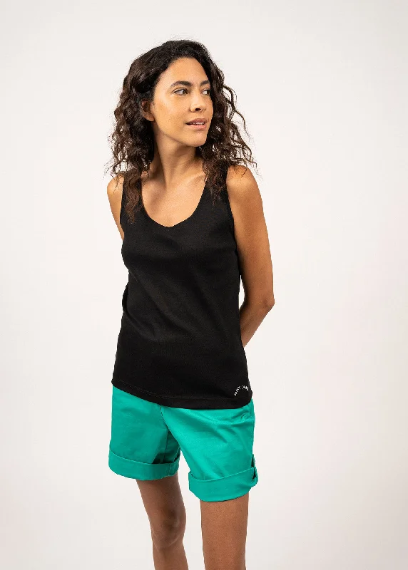 BASTIA III - Cotton Tank Top | Slim Fit (BLACK) fitted tank top