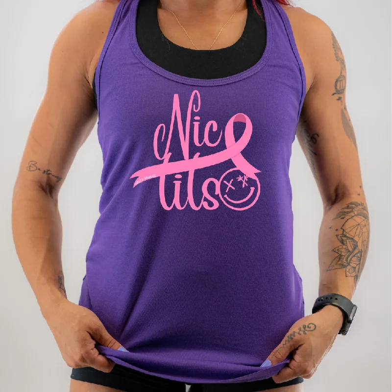 Ladies "NICE TITS" Racerback Tank lavender tank top