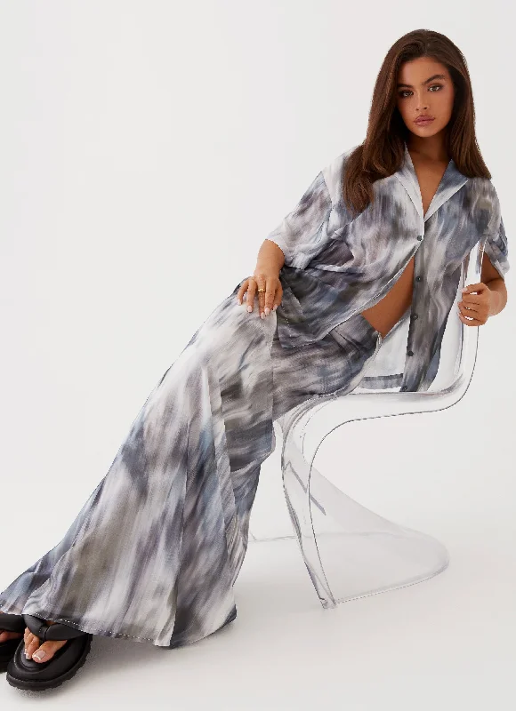 Fight The Feeling Low Rise Maxi Skirt - Gloom velvet skirt luxurious