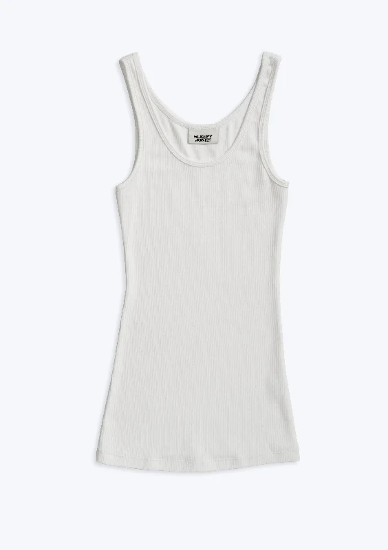 Alex Tank Top in White low neck tank