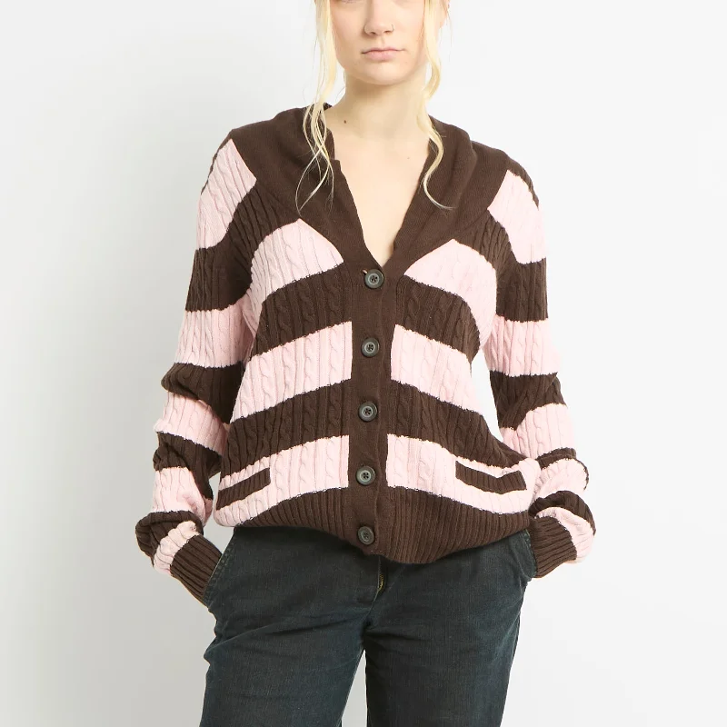 Tommy Hilfiger Striped Cardigan With Front Pockets - UK 12 Asymmetrical,ymmetric Pencil Cardigan Tommy Hilfiger Striped Cardigan With Front Pockets - UK 12 Asymmetrical,ymmetric Pencil Cardigan