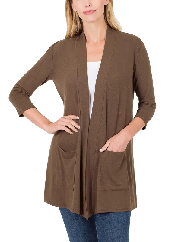 KOGMO Womens 3/4 Sleeve Open Front Cardigan with Pockets Machine Wash Dry Clean Hand Wash KOGMO Womens 3/4 Sleeve Open Front Cardigan with Pockets Machine Wash Dry Clean Hand Wash