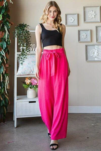 Heimish Front Tie Pants with Paperbag Waistband Plus Size Formal Slim Pants