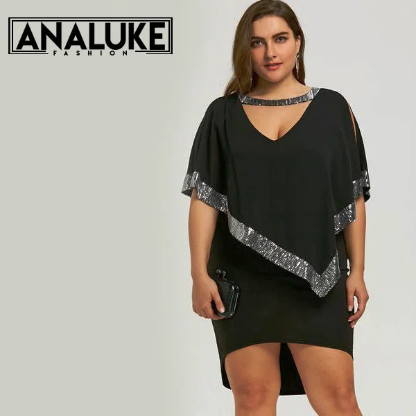 V-Neck Round Collar Split Party Dress Tunics Occasion special