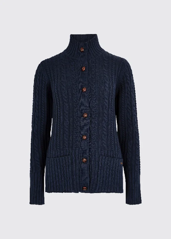 Cardigan de pêcheur Ardrahan - Navy Solid Color Striped Floral Print