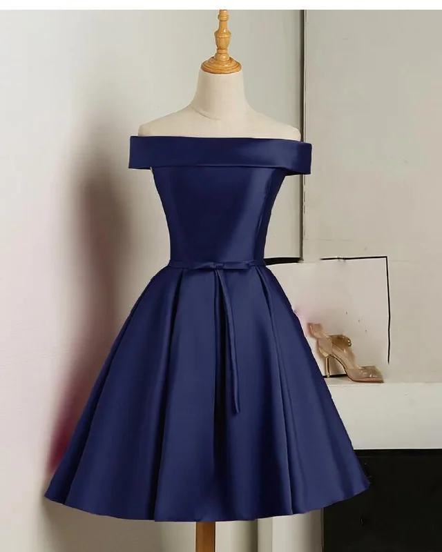 Cute Simple Short Satin Party Dress , Off Shoulder Prom Dress Tunics Chic fashionable Cute Simple Short Satin Party Dress , Off Shoulder Prom Dress Tunics Chic fashionable