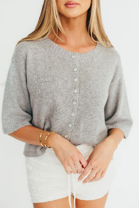 Stacey Cardigan in Heather Grey Anti-Pilling Anti-Shrink Durable
