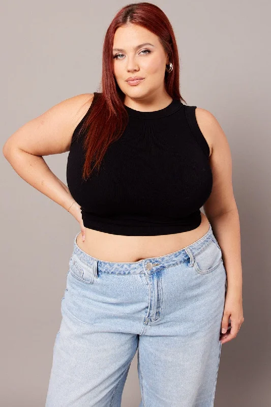 Black Tank Top Crew Neck Seamless vibrant tank top