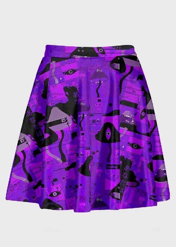 Purple Weirdcore Glitch Skirt elastic waist skirt