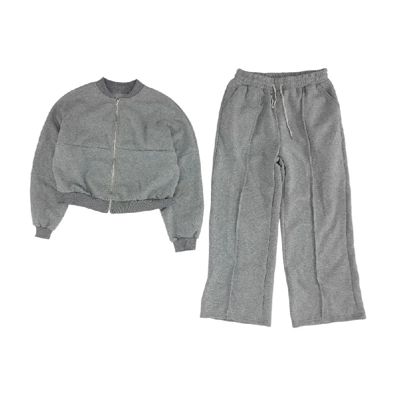 Gray Solid Lightweight Jacket and Pants Set Print Jacket Jacquard Jacket Patchwork Jacket Gray Solid Lightweight Jacket and Pants Set Print Jacket Jacquard Jacket Patchwork Jacket