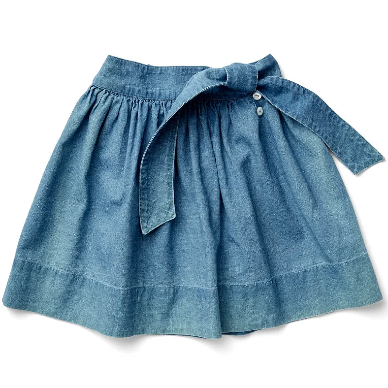 Lupe Skirt in Chambray by Soor Ploom satin skirt smooth
