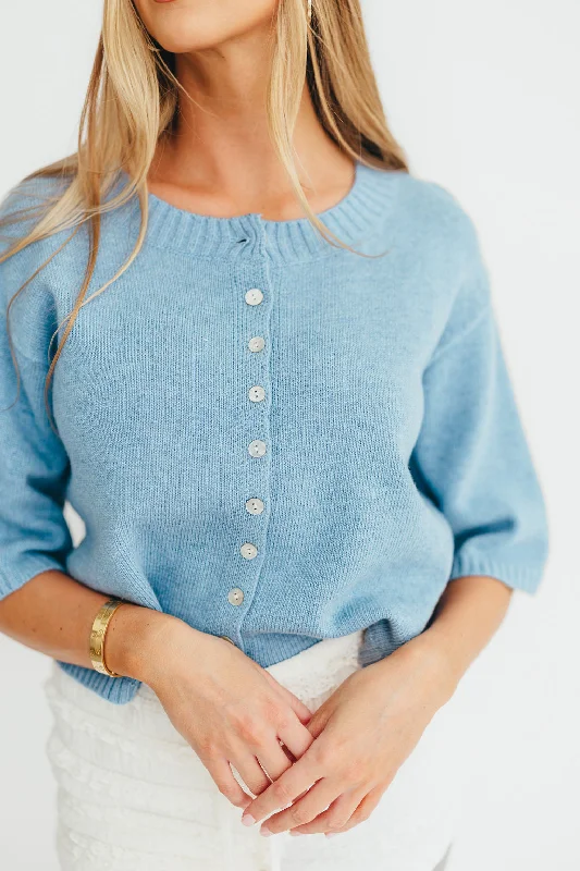 Stacey Cardigan in Blue Iron Safe Non-Iron Wrinkle Free