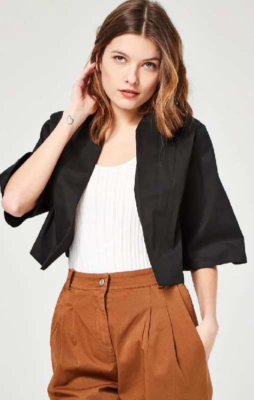 BLACK SHORT AND OPEN JACKET Satin Jacket Silk Jacket Chiffon Jacket