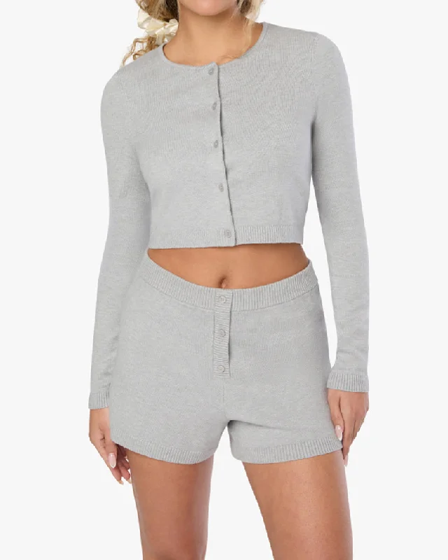 Cropped Cardigan Zippered Buttoned Snapped