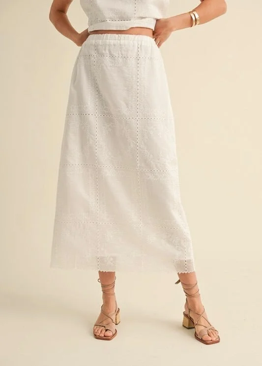 Elan Eyelet Skirt linen skirt breathable