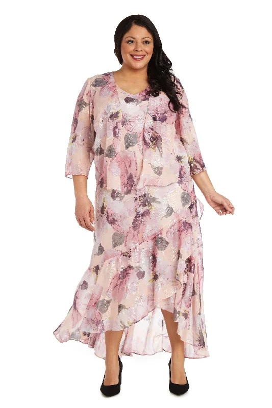 R&M Richards 7773W Plus Size High Low Jacket Dress Striped Jacket Polka Dot Jacket Floral Jacket R&M Richards 7773W Plus Size High Low Jacket Dress Striped Jacket Polka Dot Jacket Floral Jacket