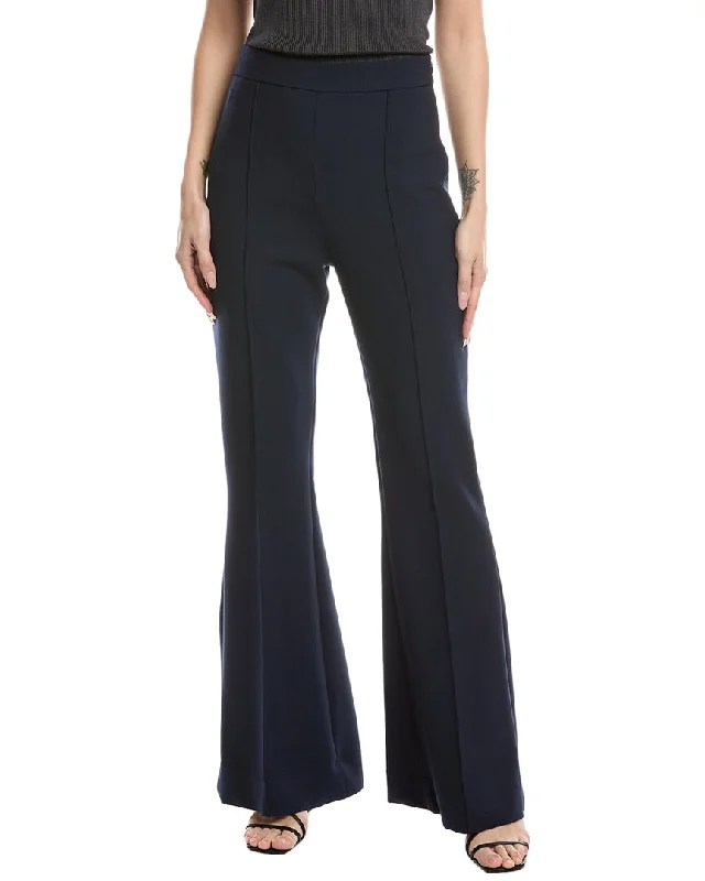 Oscar de la Renta Side Zip Flare Stretch Wool-Blend Pant Slim-Fit Khaki Pants