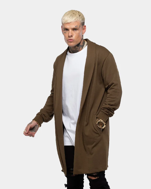 Saint Morta Coffin Party Longline Cardigan Army Green Fleece Cardigan Nylon Polyester