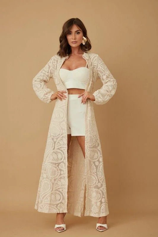 Moment In Time Lace Cardigan Transparent Opaque Sheer