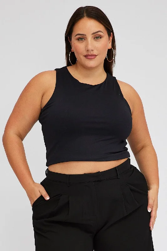 Black Tank Top Crew Neck Supersoft essential tank top