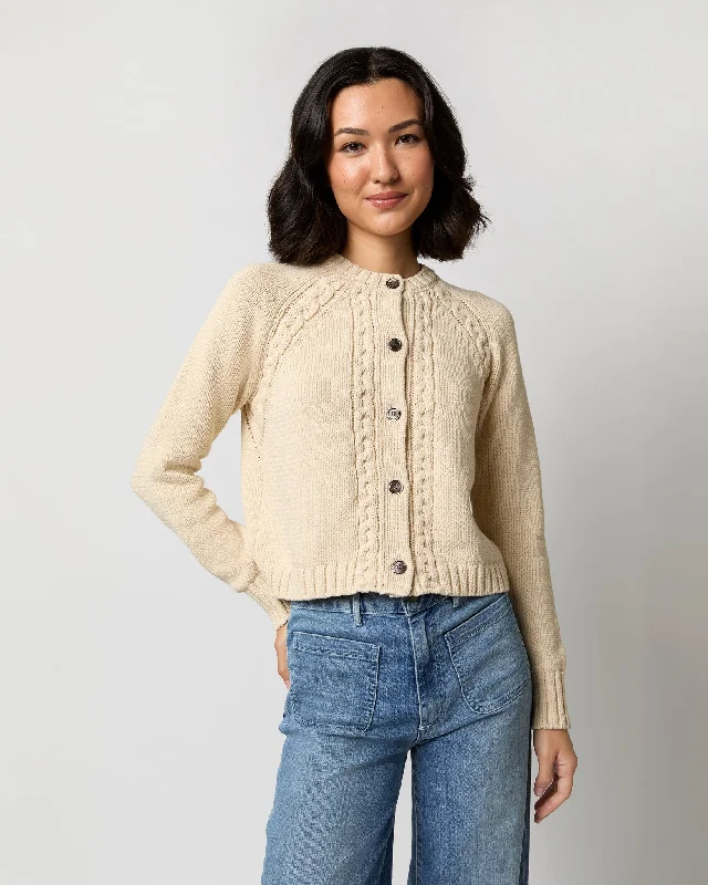 Lauren Cardigan in Cream Cotton Tape Yarn Nylon Fabric Polyester Fabric Spandex Fabric Lauren Cardigan in Cream Cotton Tape Yarn Nylon Fabric Polyester Fabric Spandex Fabric
