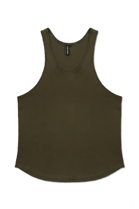 TANK TOP WITH INK IN ARMY GREEN solid color tank