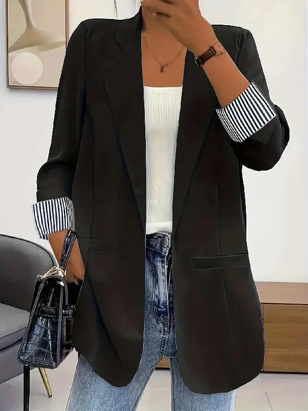 Women Fashion Stitching Slim-Fit Cardigan Long Sleeve Blazer Jacket Anti-Pilling Anti-Shrink Durable Women Fashion Stitching Slim-Fit Cardigan Long Sleeve Blazer Jacket Anti-Pilling Anti-Shrink Durable
