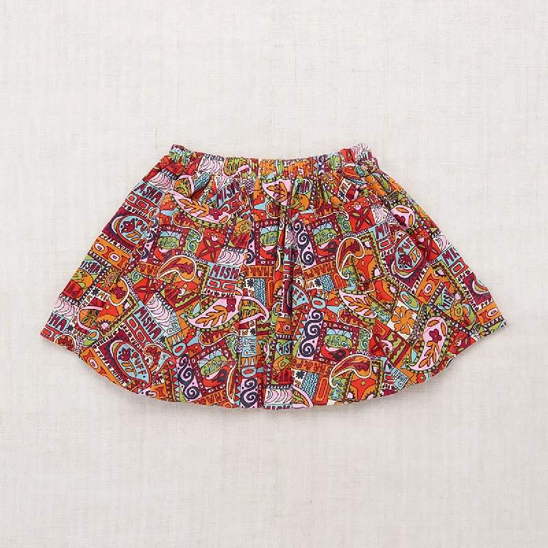 Circle Skirt in Red Flame Groovy Paisley by Misha & Puff leather skirt refined