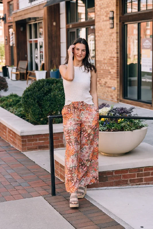 Spring Flowers Pants High-Waist Jeans