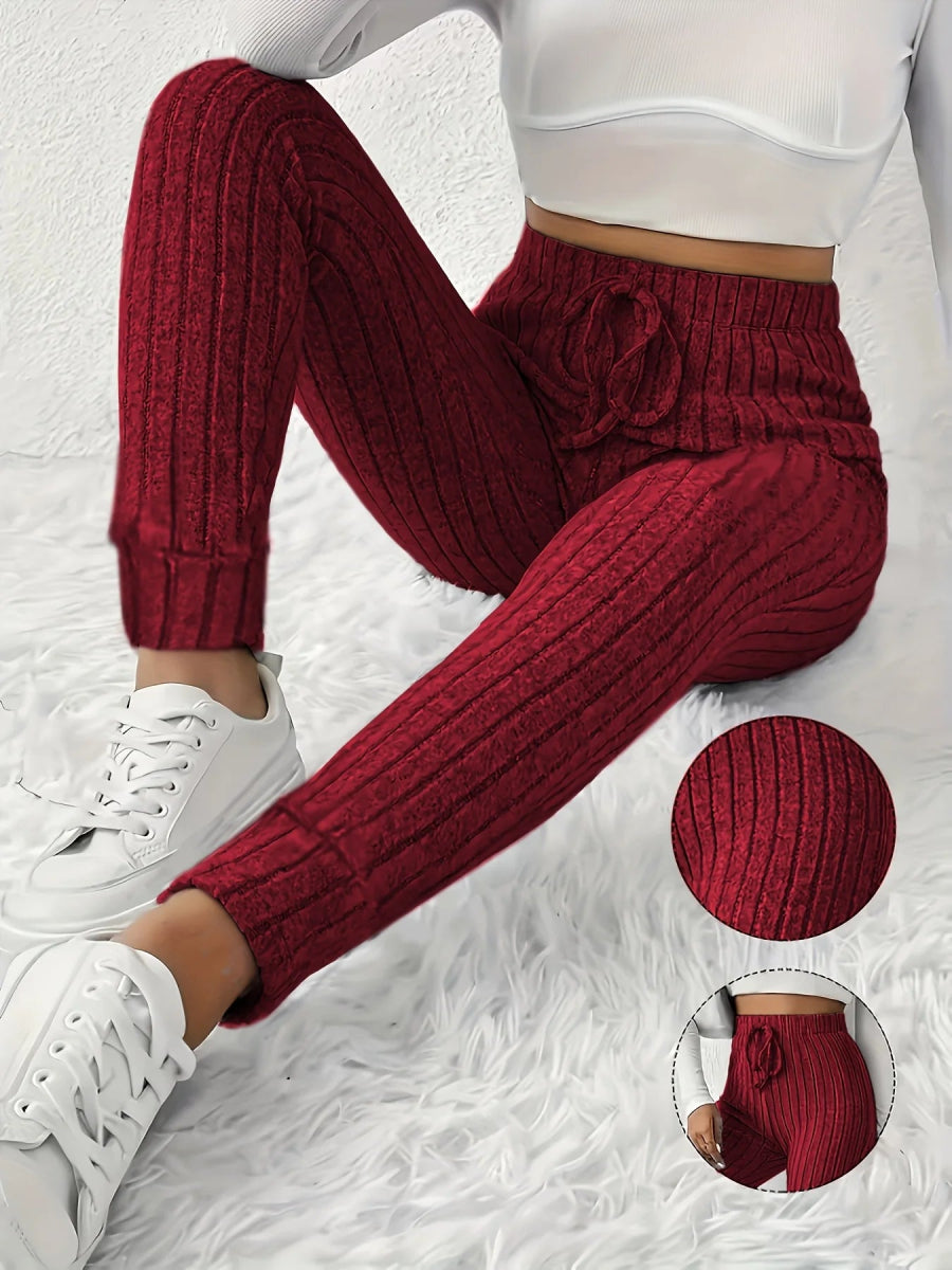 Women's knitted straight-leg slim-fit pants with a tightened waistband and tapered leg design, comfortable and fashionable every Chic Capri Pants