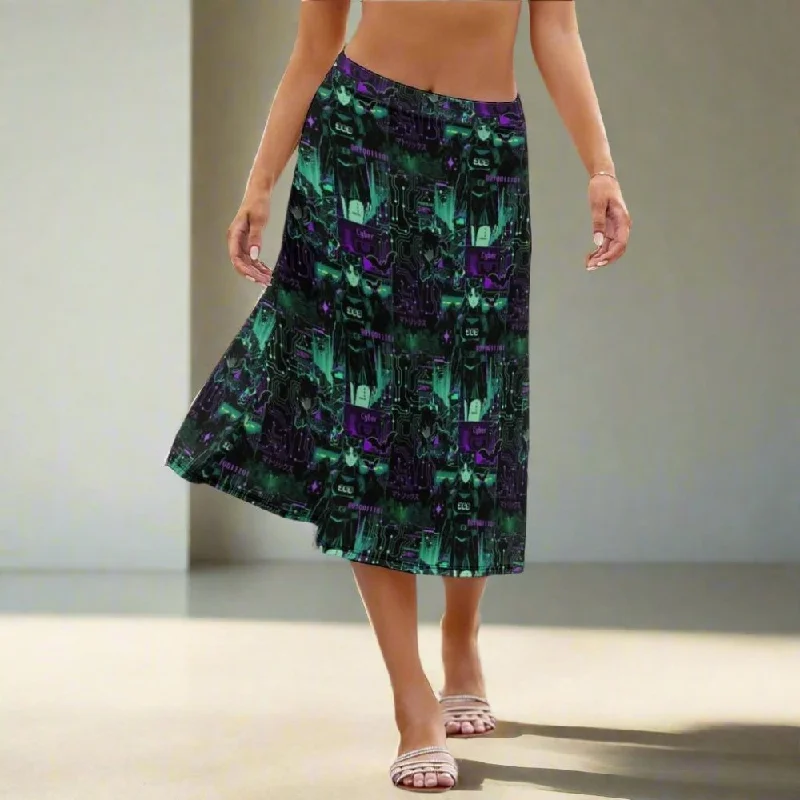 Dark Cyberpunk Anime Midi Skirt velvet skirt glossy