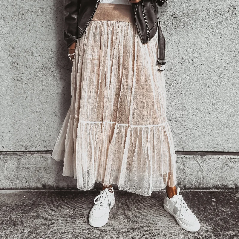 Keval DUSTY tulle skirt velvet skirt glossy