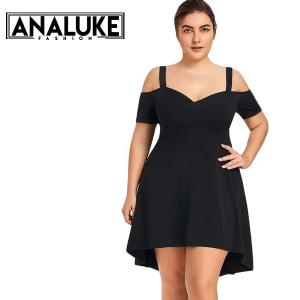 Cold Shoulder Black Party Dress Tunics Luxurious premium