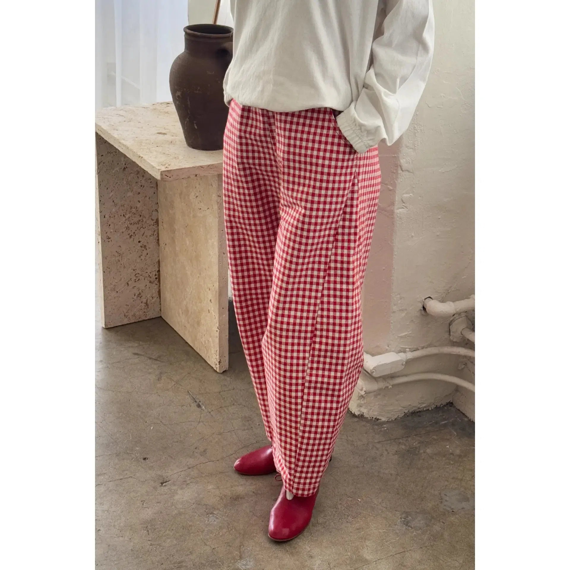 Le Bon Shoppe - Arc pants - Red gingham Comfortable Cargo Pants