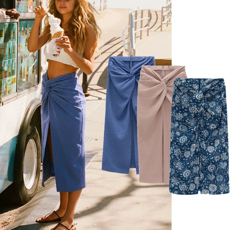 Ruched Knot Skirt flowy skirt hem