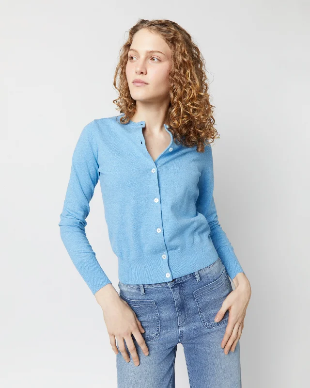 Rosie Cardigan in Cameo Blue Cotton/Silk Spandex Blend Rayon Blend Denim Blend