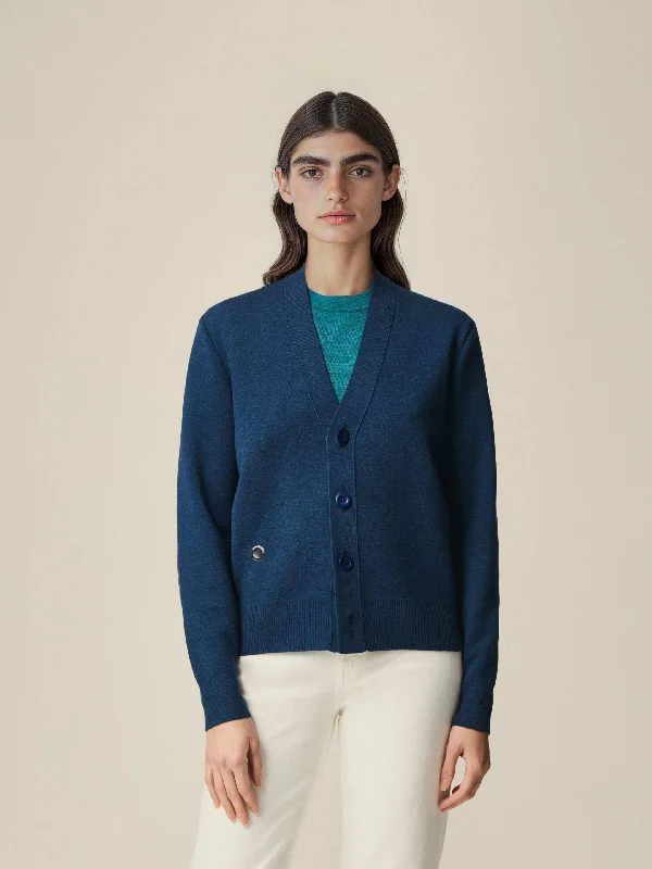 The Cardigan Light - Tasman Blue Fitted Loose Oversized