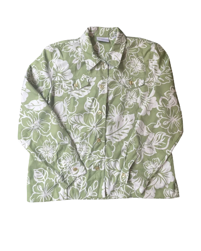 Vintage Y2K Hawaiian Jacket Size 14 Denim Fabric Leather Fabric Suede Fabric
