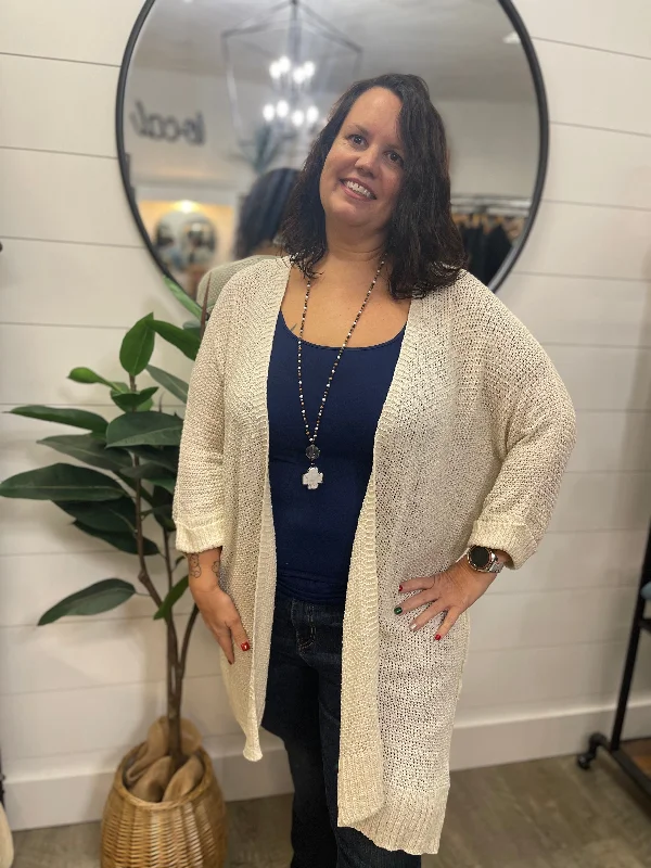 Sheer Lightweight Cardigan Welt Pockets Slit Pockets Flap Pockets