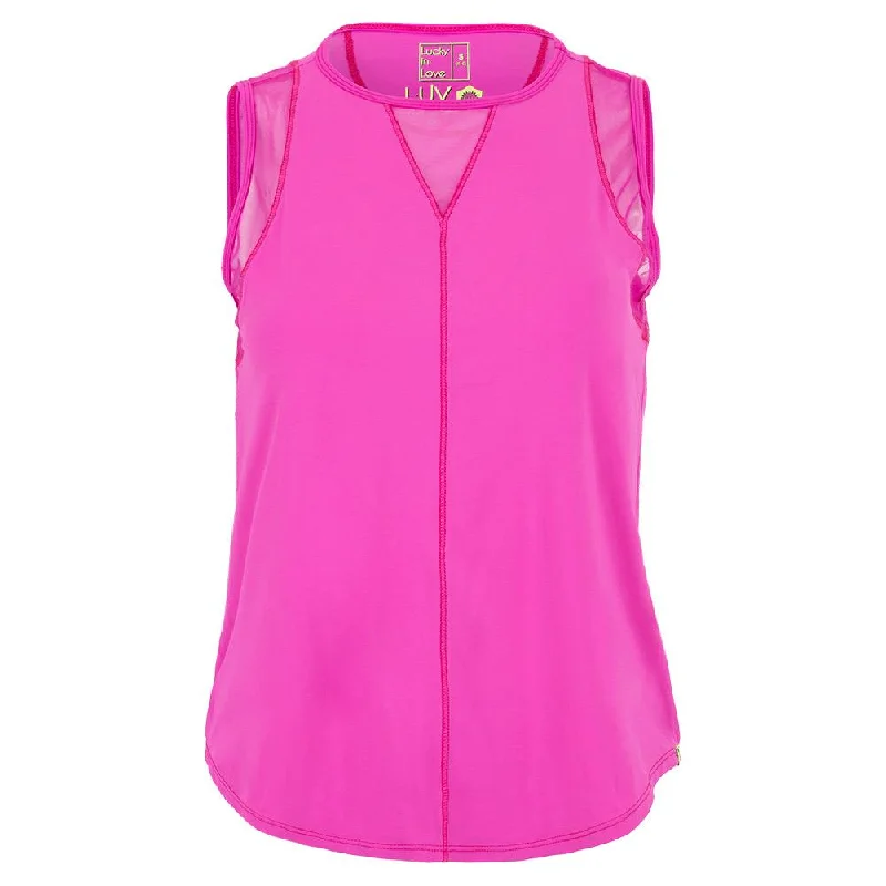 Lucky in Love Chill Out Tank- Shocking Pink halter tank top