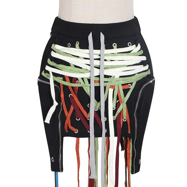 Patchwork Laced Skirt corduroy skirt cozy