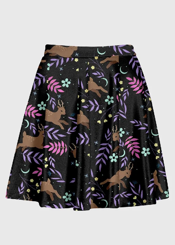 Deer Floral Kawaii High Waist Skirt denim skirt stylish