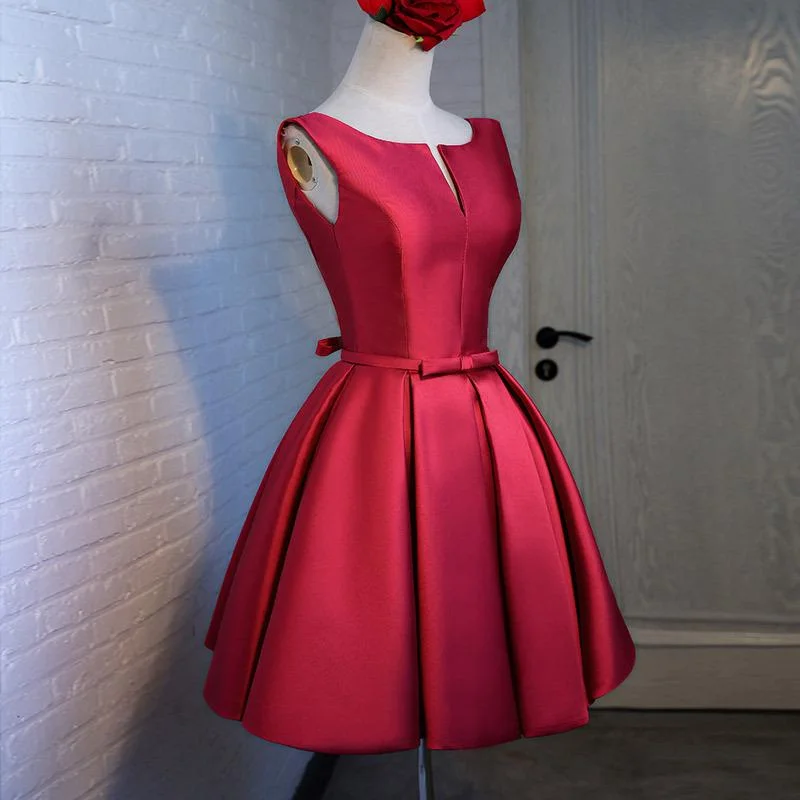 Adorable Cute Wine Red Satin Short Prom Dress , New Party Dress Tunics Luxurious premium Adorable Cute Wine Red Satin Short Prom Dress , New Party Dress Tunics Luxurious premium