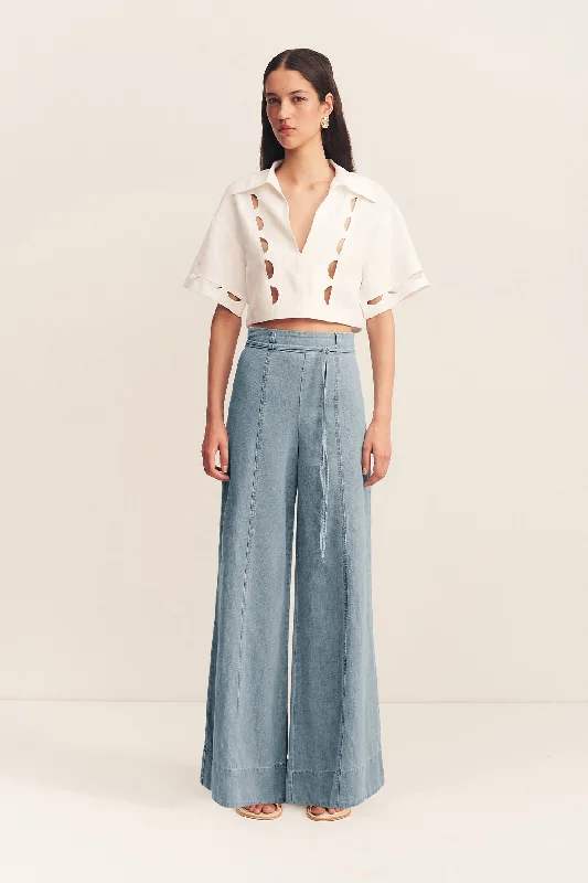 ELLSWORTH PALAZZO PANTS - BLEACHED BLUE Soft Stretch Leggings
