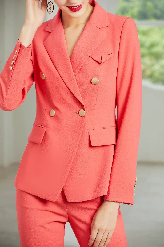 2 Piece Notch Lapel Single Buttons Slim Fit Women Suit (Blazer+Pants) Slim-Fit Leggings
