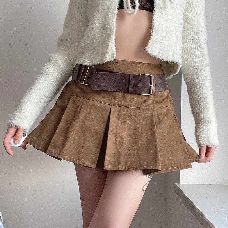 Mini Skirt With Belt high slit skirt
