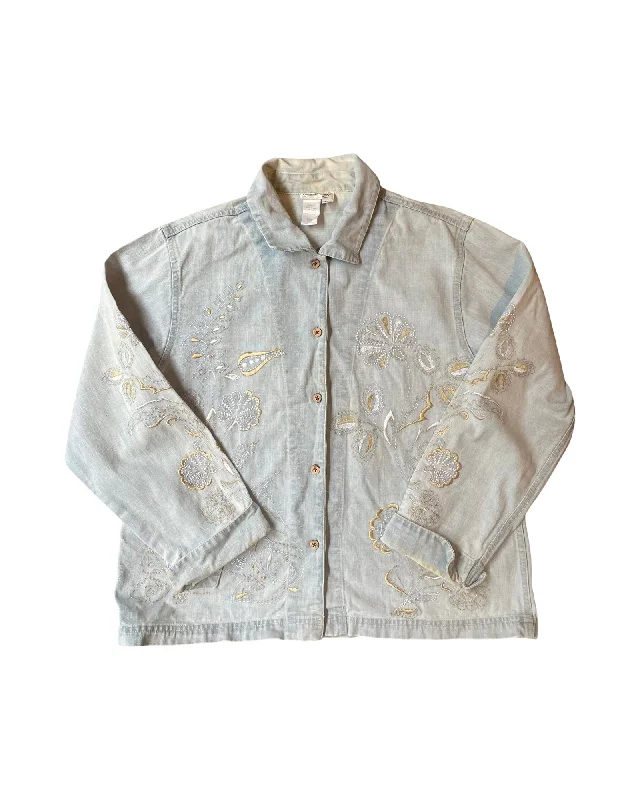 Vintage Y2K Denim Jacket A-Line Jacket Boat Neck Shawl Collar